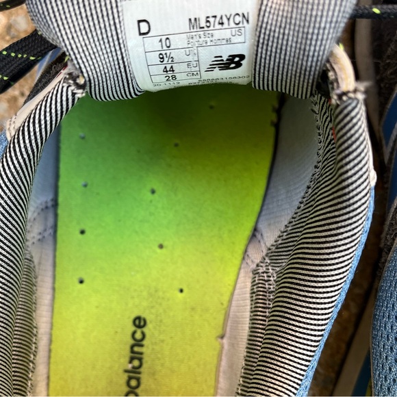 New Balance 574 — Blue / Neon Yellow (Size 10 Men’s) - Picture 8 of 12